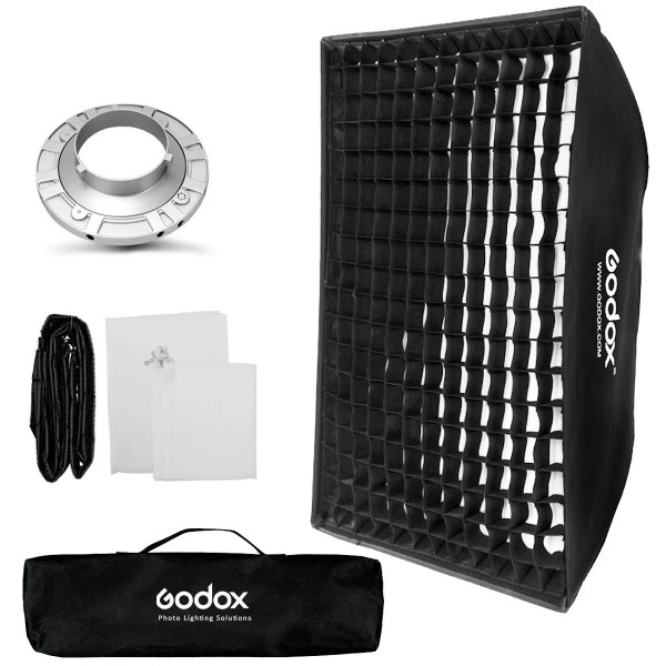 Kit Softbox Godox 60x60 Bowens + Suporte Speedlite + Grid